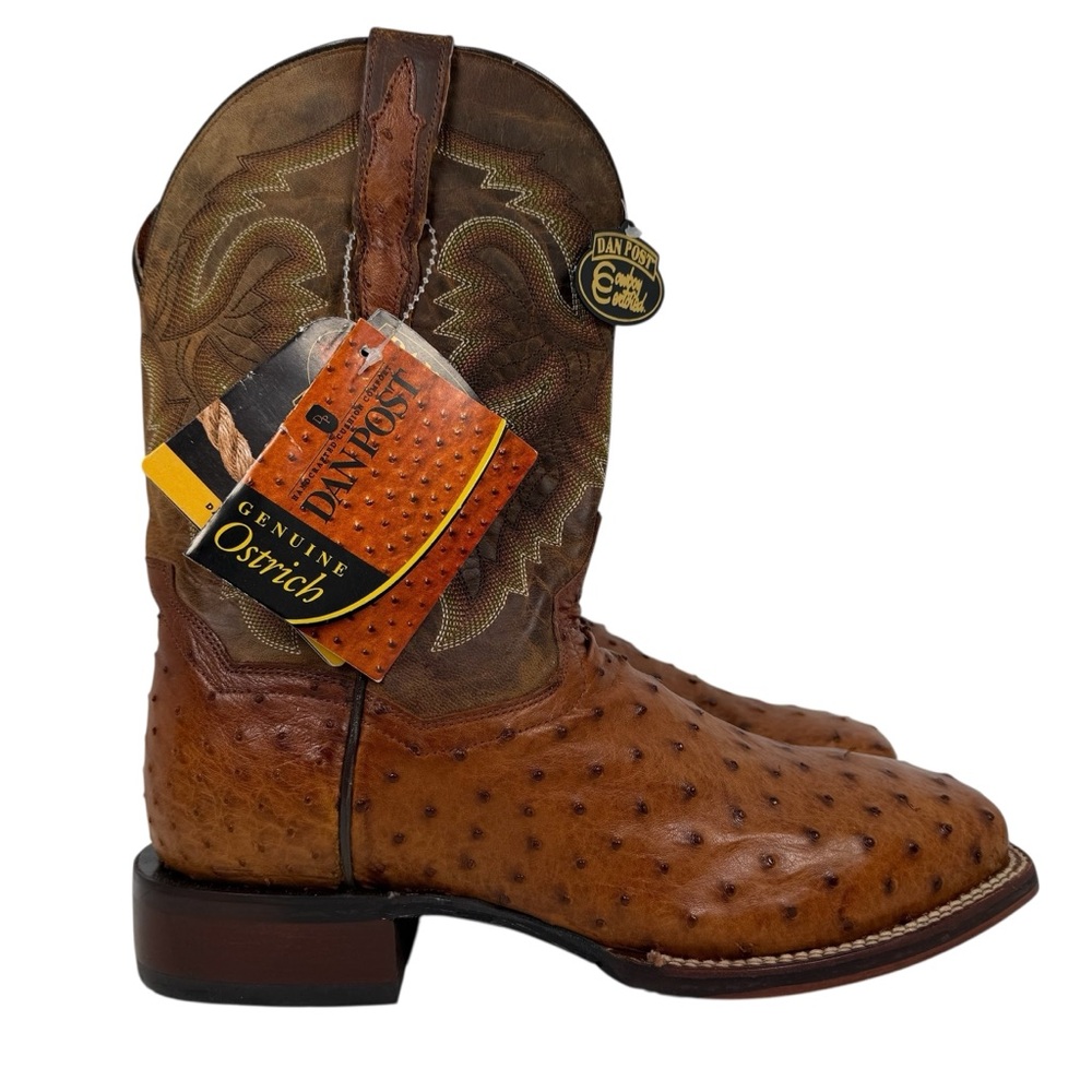 Dan Post Alamosa Mens 11 Extra Wide Tan Ostrich Leather Bay Apache